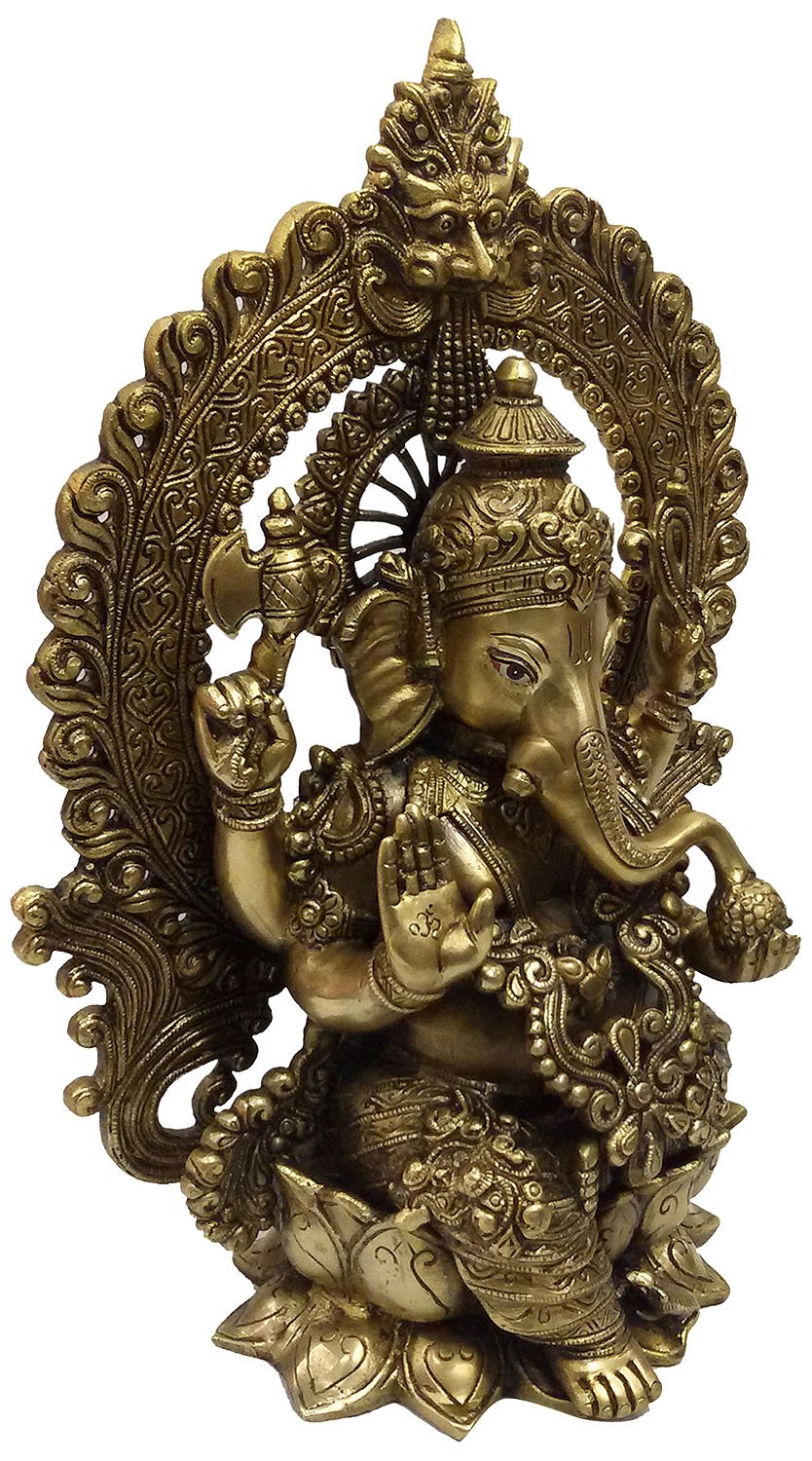 Bharat Haat Brass Kaman Ganesh Ganesha Idol Ganpati Bappa Murti Collectible Statue